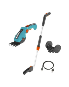 09889-20 GARDENA Комплект Акумулаторна ножица за трева + ръкохватка/колела